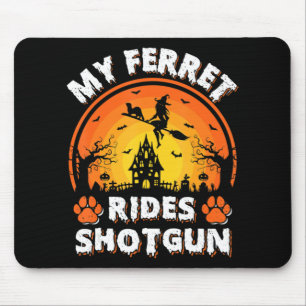 Mousepad Meu Ferret Ride Bruxa Diversão Ferret Halloween