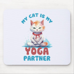 Mousepad Meu Gato É Meu Parceiro Yoga - Adorável Gato Medit