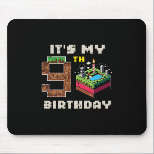 Mousepad Meu Jogo de Pixel de Aniversário de 9 Anos Bolo de