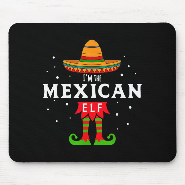 Mousepad Mexican Elf Christmas Sombrero Feliz Navidad Gift  (Frente)