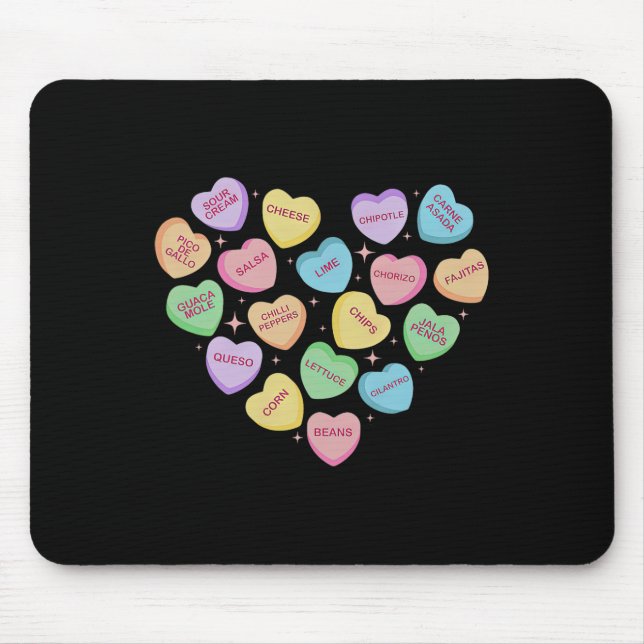 Mousepad Mexican Food Heart Conversation Nachos Tacos Valen (Frente)