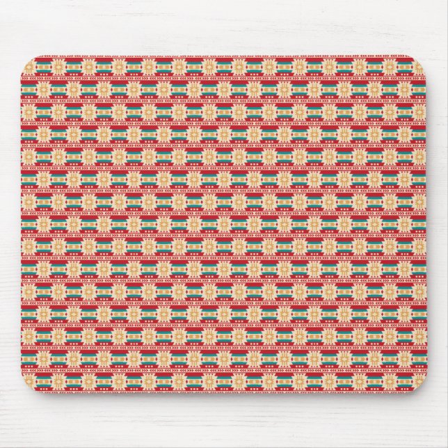 Mousepad Mexican Pattern in Beige and Red (Frente)
