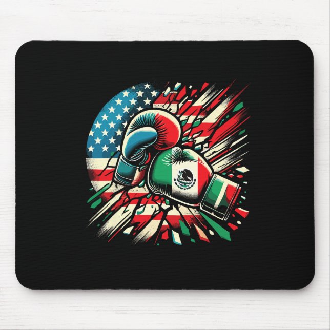 Mousepad Mexicano Boxando Luvas American Flag Fusion (Frente)