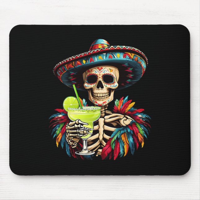 Mousepad Mexicano Esqueleto Sombrero Cinco De Mayo Mexicano (Frente)