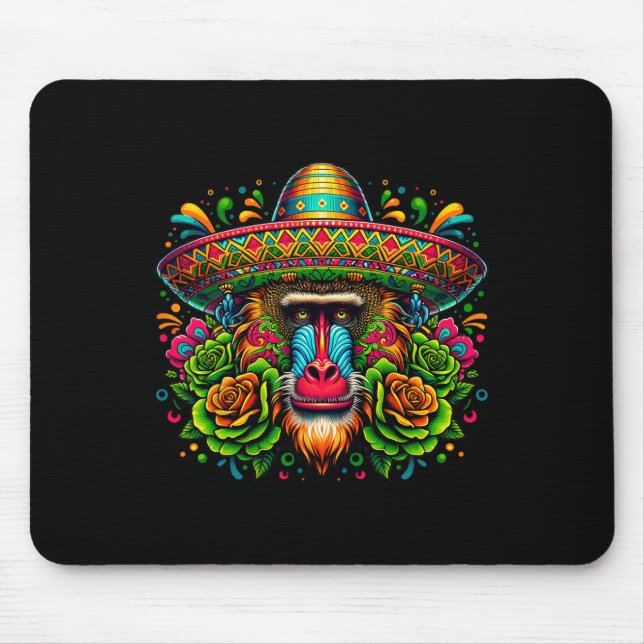 Mousepad México Cinco de Mayo Vamos Fiesta Party Baboon Mo (Frente)