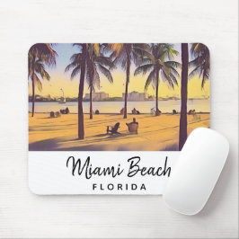 Mousepad Miami Beach Flórida Vintage Watercolor Art
