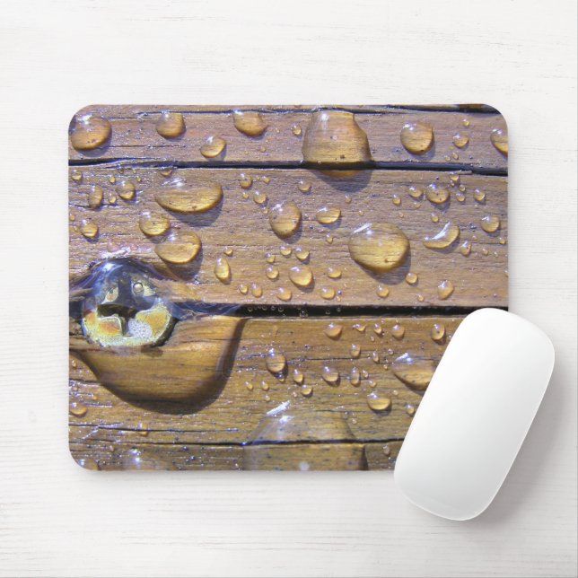 Mousepad Miçangas De Água Na Fotografia Da Madeira Ativa (Com mouse)