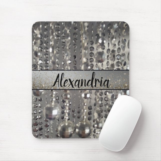 Mousepad Miçangas de Stringings Silver da Glittery Personal (Com mouse)