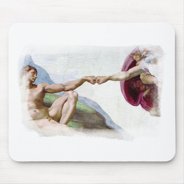 Mousepad Michelangelo: Criação Do Homem - Deus Adão Pé-Pé (Frente)
