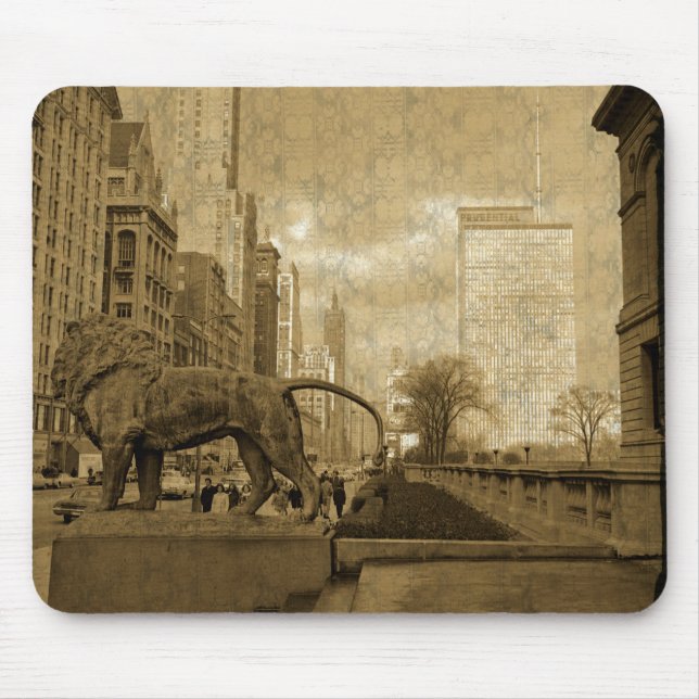 Mousepad Michigan Avenue Chicago 1966 Art Museum Wallpaper (Frente)