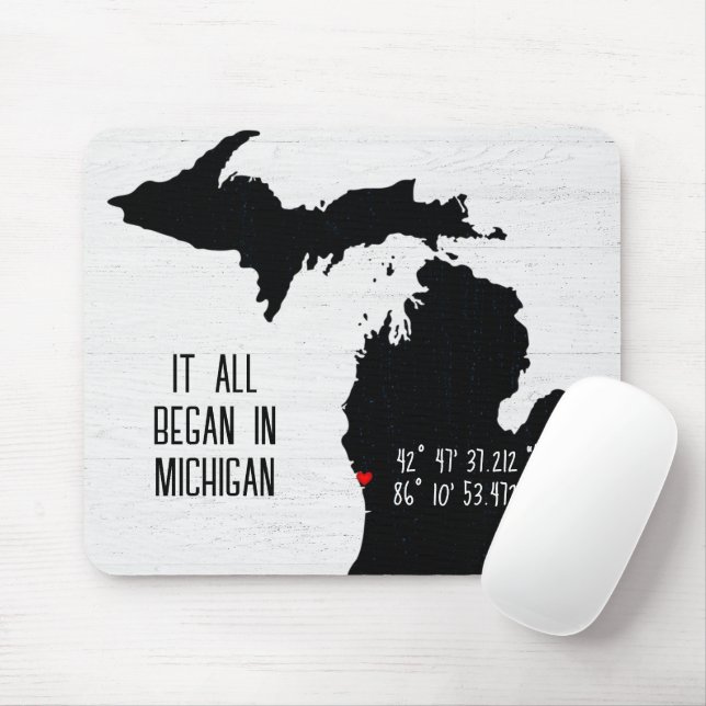 Mousepad Michigan GPS coordena com Heart (Com mouse)