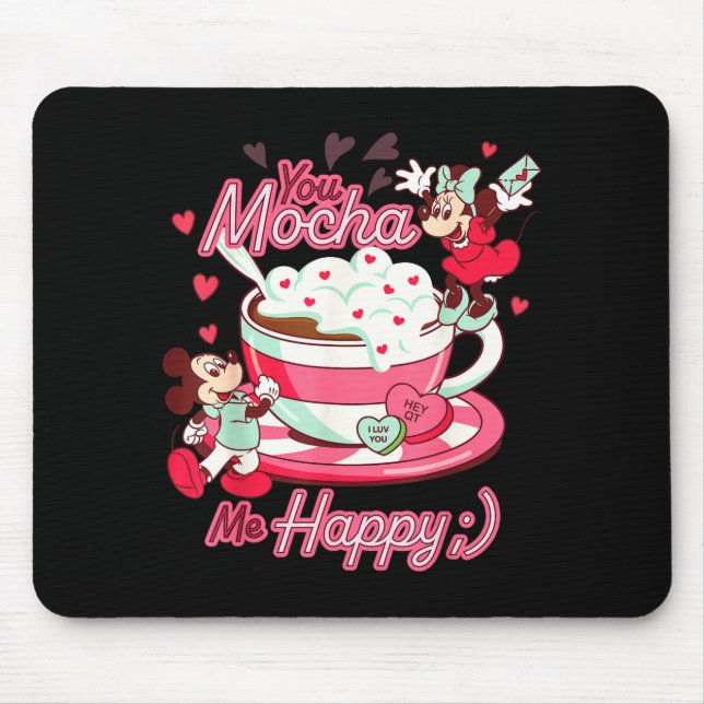 Mousepad Mickey &amp; Minnie Valentine's Day You Mocha Me H (Frente)