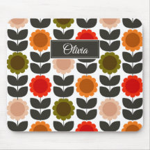 Mid-Century Modern Colored Retro Groovy Flowers