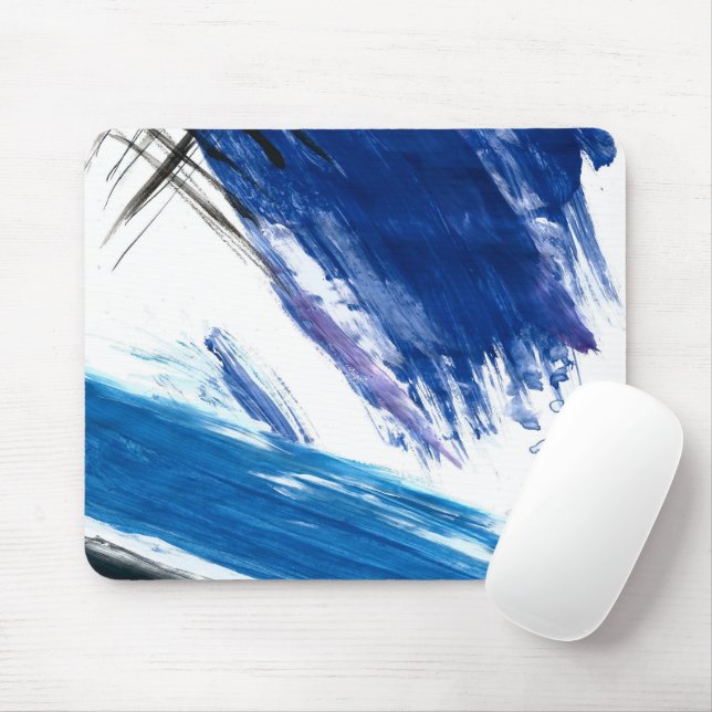 Mousepad Mídia mista: abstrato artístico azul-aquarela (Com mouse)