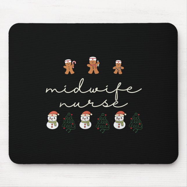 Mousepad Midwife Nurse Christmas Gingerbread Nicu Hostal Pa (Frente)