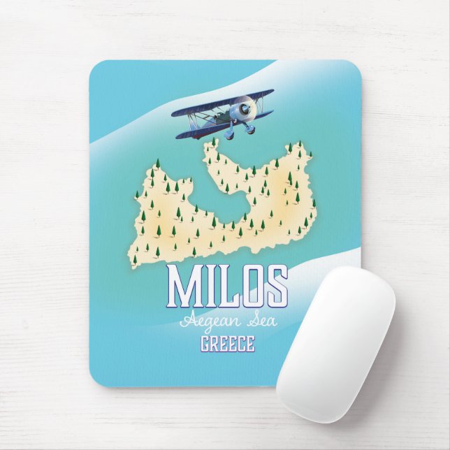 Mousepad Milos, ilha grega Arte de cartaz de viagem. (Com mouse)