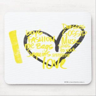 Mousepad Mim amarelo dos grafites do coração