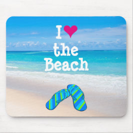 Mousepad Mim coração (amor) os chinelos da praia na areia