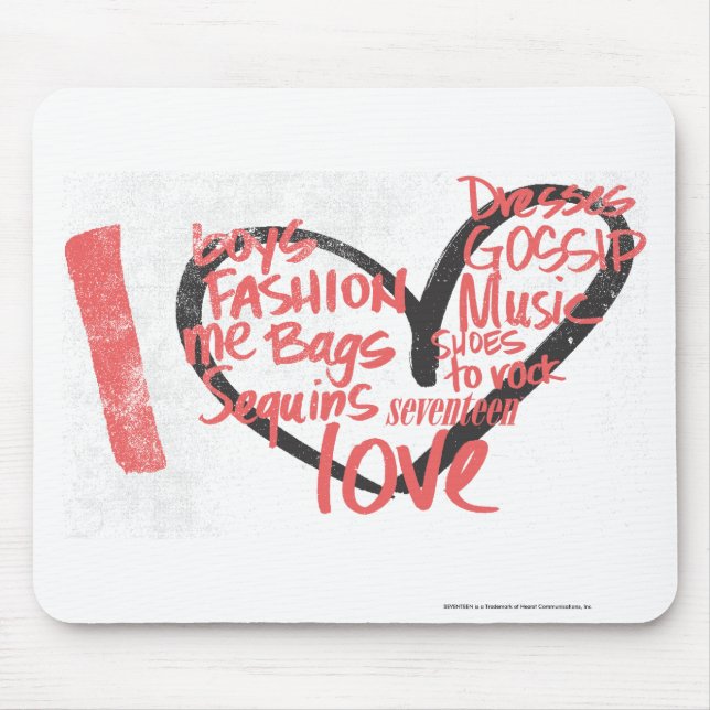 Mousepad Mim rosa dos grafites do coração (Frente)