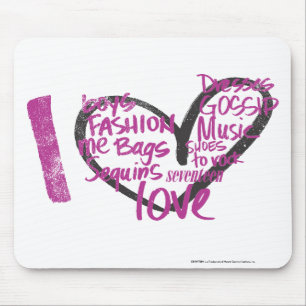 Mousepad Mim roxo dos grafites do coração