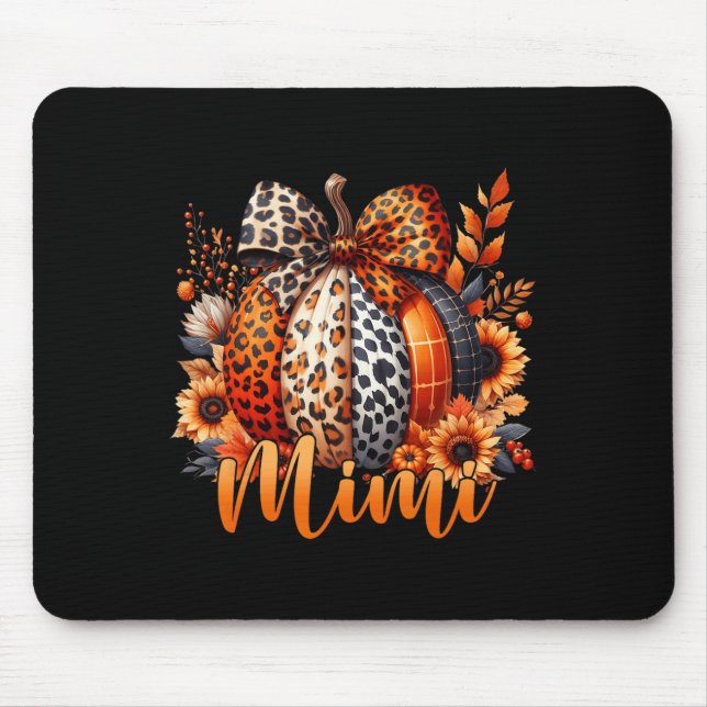 Mousepad Mimi Ação de Graças Leopard Pumpkin Sunflower Coqu (Frente)