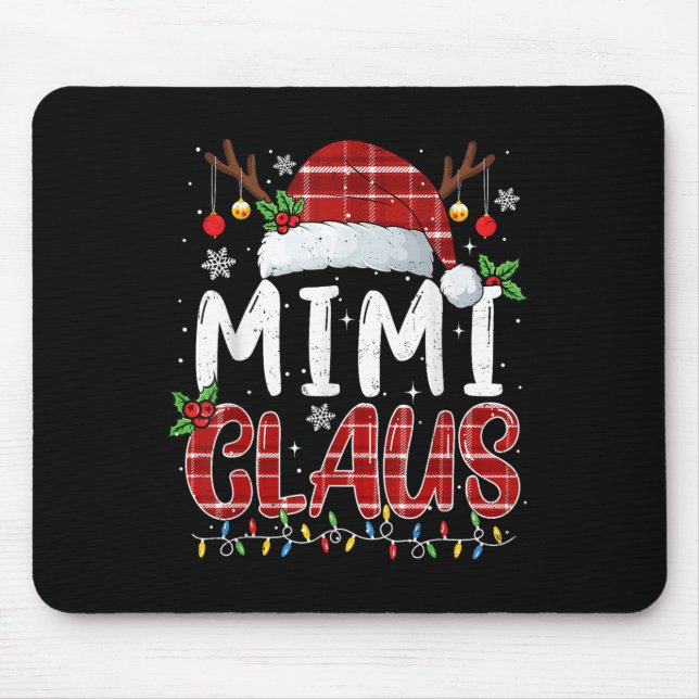 Mousepad Mimi Claus Christmas Lights Pajama Family Matching (Frente)