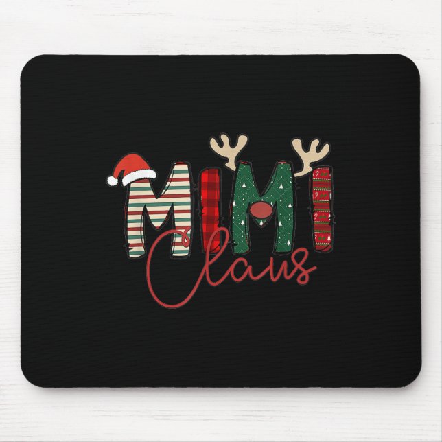 Mousepad Mimi Claus Christmas Santa Hat Reindeer Grandma Gr (Frente)