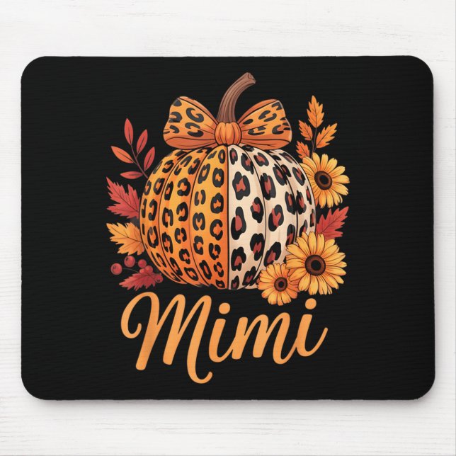 Mousepad Mimi Thanksgiving Leopard Pumpkin Sunflower Coquet (Frente)