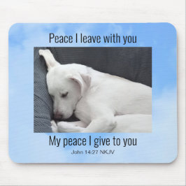 Mousepad Minha Paz Eu Te Dou Bíblia Cachorro Verso Em Nuven