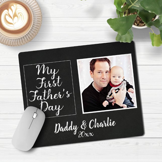 Mousepad Minha primeira fotografia de quadro de Dia de os p (My First Fathers Day Chalkboard Photograph Mouse Pad)