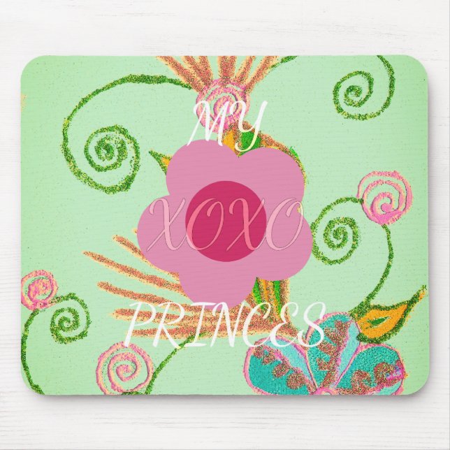 Mousepad Minha XOXO Pequena Princesa Floral Impressão (Frente)