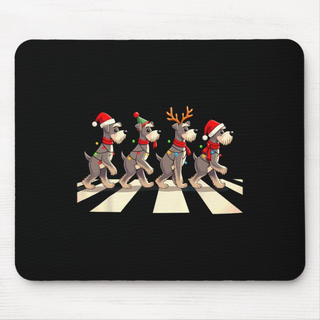 Mousepad Miniatura Cão-Cachorro Cruzando Rodovia Xmas (Frente)