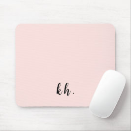 Mousepad Minimal Pastel Pink Monogram Initials