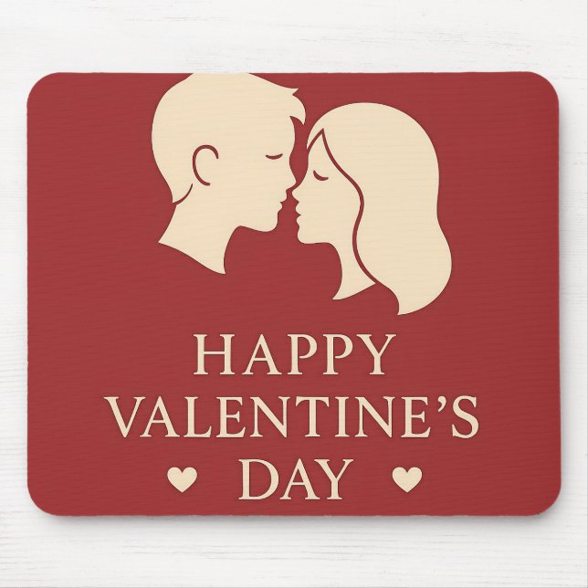 Mousepad Minimal Silhouette Romantic Valentines Office (Frente)