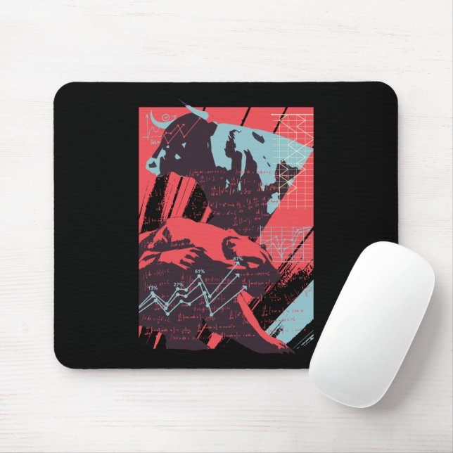 Mousepad Minimal Stock Market Bull Bear Chart (Com mouse)
