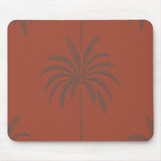 Mousepad Minimal Tropical Palm Tree Pattern Terracotta  (Frente)