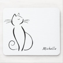 Minimalist black cat on white add name