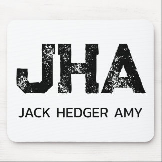 MOUSEPAD MINIMALIST BLACK THREE LETTER MONOGRAM NAME WHITE