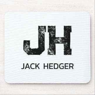MOUSEPAD MINIMALIST BLACK TWO LETTER MONOGRAM NAME WHITE