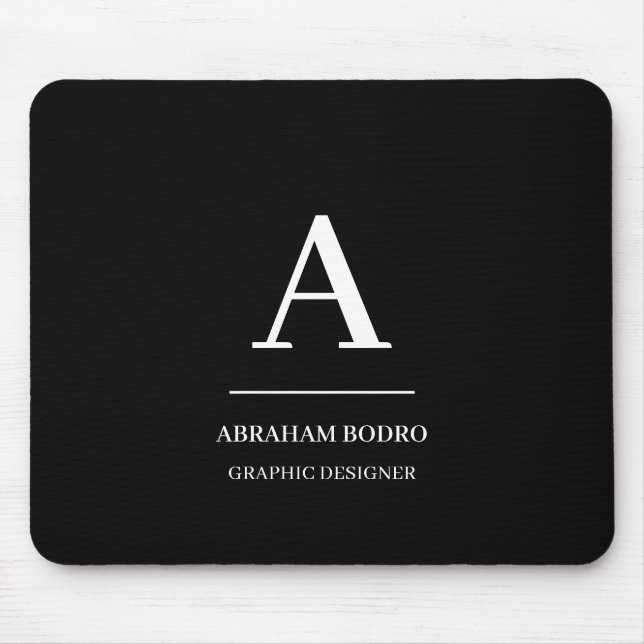 Mousepad Minimalist Black White Modern Personalized  (Frente)