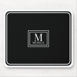 Mousepad Minimalist Chic Black Monogram Double Boarder