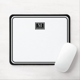 Mousepad Minimalist Chic Black Monogram Double Boarder