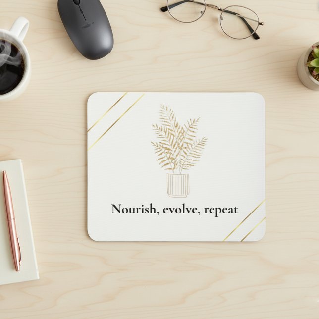 Mousepad Minimalist Gold Botanical Quote  (Criador carregado)