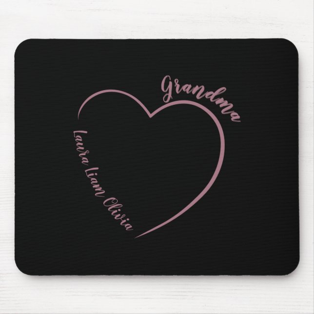 Mousepad Minimalist Grandma With Grandkids Names And Heart  (Frente)
