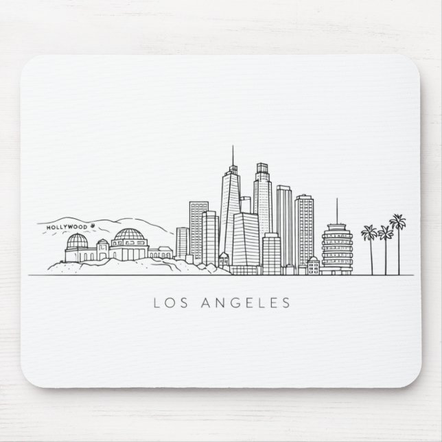 Mousepad Minimalist Los Angeles Skyline Illustration (Frente)