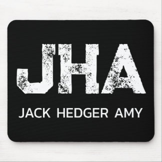 MOUSEPAD MINIMALIST WHITE THREE LETTER MONOGRAM NAME BLACK 