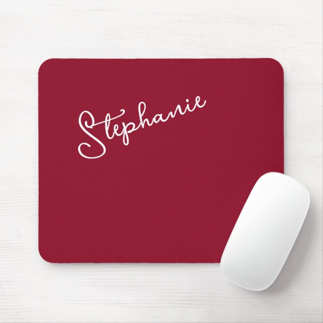 Mousepad Minimalista Nome Personalizado em Script Vermelho  (Com mouse)