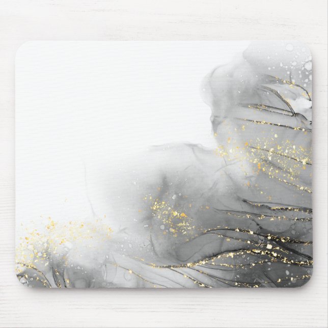 Mousepad Mínimo branco e Ouro mármore (Frente)