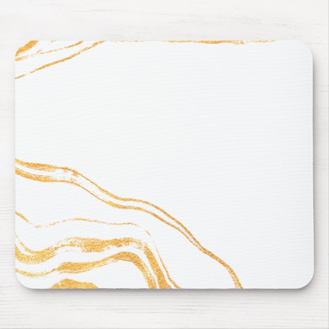 Mousepad Mínimo branco e Ouro mármore (Frente)