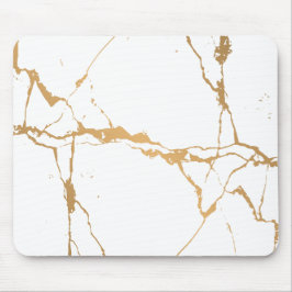 Mousepad Mínimo branco e Ouro mármore
